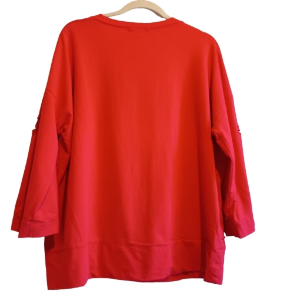 Oversized Graphic Long Sleeve‎ Top - Distressed 'Wherever U care"' 100% Cotton - Picture 2 of 16